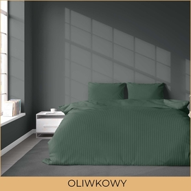 POŚCIEL HOTELOWA 140x200cm ADAMASZEK - kolor oliwkowy 100% BAWEŁNA POSZEWKA