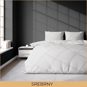 POŚCIEL HOTELOWA 140x200cm ADAMASZEK 100% bawełna- kolor srebrny + POSZEWKA