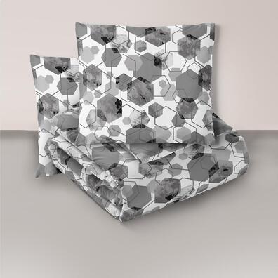 Komplet Pościeli 160x200 + 2x70x80, 100% Bawełna, 140g/m2, wzór: 1652 szary