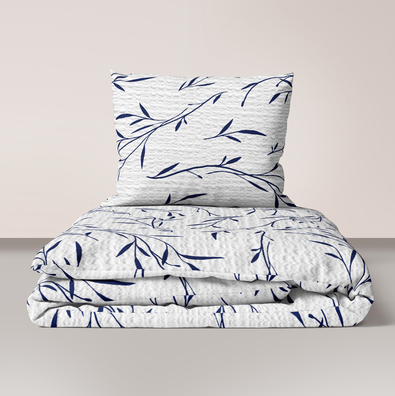 Pościel z Kory 140x200 + 1x70x80 Bawełna 100% Bielawa Produkt Polski - Oliwka niebieska