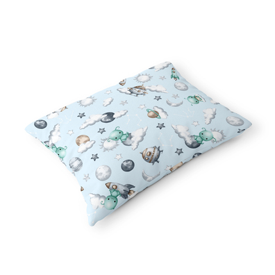 Poszewka na poduszkę 40x60cm BAWEŁNA 100% CERTYFIKAT - Ufo Niebieskie