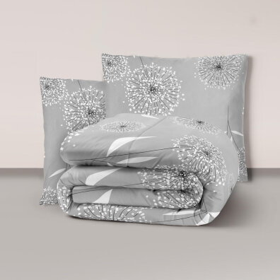 Pościel z Kory 220x200 + 2 poszewki PREMIUM 100% bawełna polska : Dmuchawiec szary