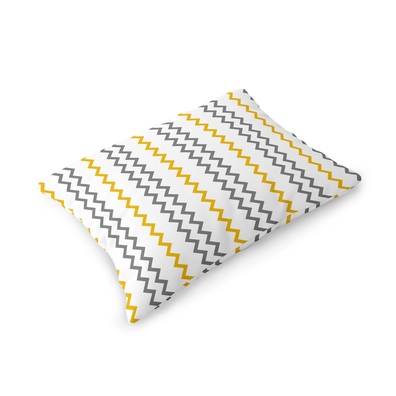 Poszewka na poduszkę 40x60cm BAWEŁNA 100% CERTYFIKAT - Zygzag Szaro Żółty 178 Mini