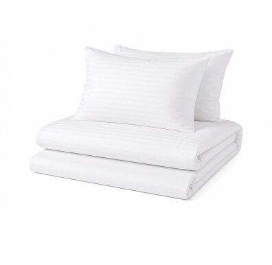 POŚCIEL HOTELOWA BIAŁA 200x220 ADAMASZEK + 2x 70x80cm 150g 50% baw. 50%poliester