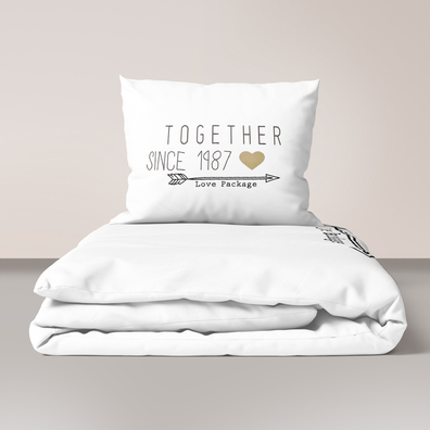 Komplet Pościeli 160x200 + 2x70x80, 100% Bawełna, 140g/m2, wzór: Together