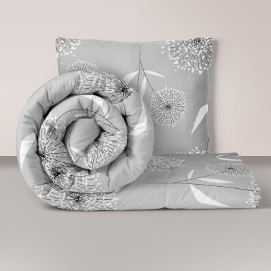 Pościel  140x200cm, 70x80cm, 140g/m2, bawełna 100% : DMUCHAWIEC SZARY