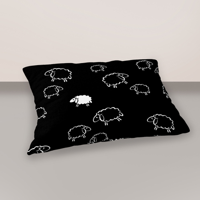 Poszewka na poduszkę 40x60cm BAWEŁNA 100% CERTYFIKAT - Baranki Czarne