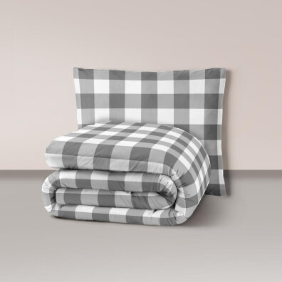 Pościel z Kory 140x200 + 1x70x80 Bawełna 100% Bielawa Produkt Polski - Krata szara