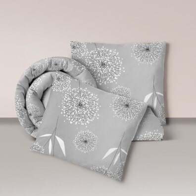 Pościel z Kory 160x200 + 2x70x80 Bawełna 100% Bielawa Produkt Polski - Dmuchawiec szary