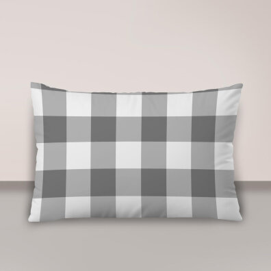 Poszewka na poduszkę 50x70cm BAWEŁNA CERTYFIKAT - Krata szara