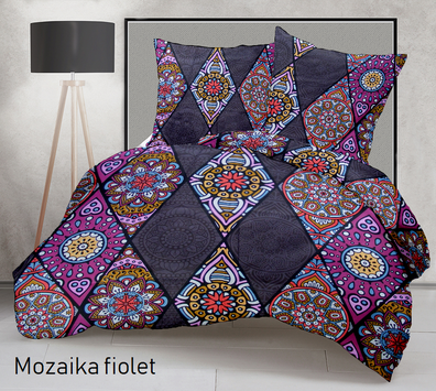 Pościel 160x200 2x70x80 100% bawełna Mozaika fiolet
