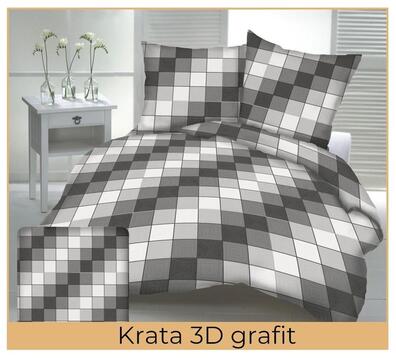 Pościel  140x200cm, 70x80cm, 140g/m2, bawełna 100% : Krata 3D Grafit