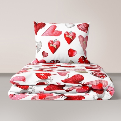 Pościel z Kory 140x200 + 1x70x80 Bawełna 100% Bielawa Produkt Polski - Walentynki biały