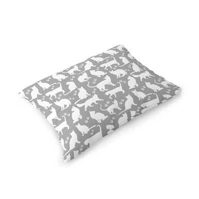 Poszewka na poduszkę 40x60cm BAWEŁNA 100% CERTYFIKAT - Koty Białe na Szarym 664