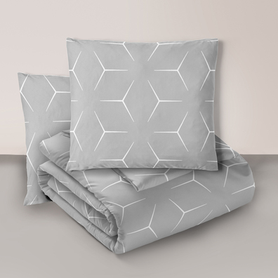 Komplet Pościeli 160x200 + 2x70x80, 100% Bawełna, 140g/m2, wzór: MILANO SZARE