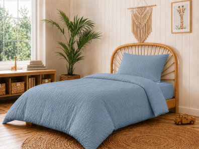 Pościel muślinowa 100x135 dziecięca - dwuwarstwowy muślin 140g/m2 + bawełna 120g/m2 Blue