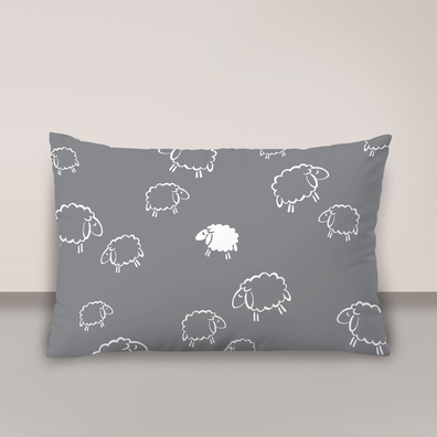 Poszewka na poduszkę 50x70cm BAWEŁNA CERTYFIKAT - Baranki szare