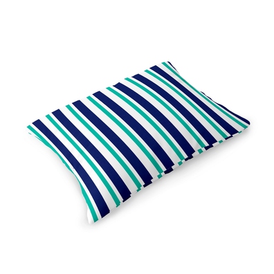 Poszewka na poduszkę 40x60cm BAWEŁNA 100% CERTYFIKAT - Pasy Marynarskie Turkusowo Granatowe 206 