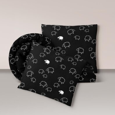 Pościel z Kory 160x200 + 2x70x80 Bawełna 100% Bielawa Produkt Polski - Barany Czarne