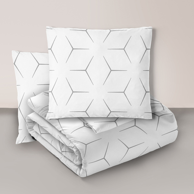 Komplet Pościeli 160x200 + 2x70x80, 100% Bawełna, 140g/m2, wzór: Milano białe