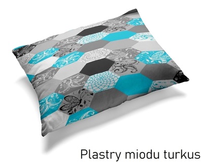 Poszewka 70x80cm na PODUSZKĘ z KORY Plastry miodu turkus