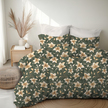 Komplet Pościeli 160x200 + 2x 70x80,  100% Bawełna, 140g/m2, wzór: Perłowa Wanilia na Zieleni (5)