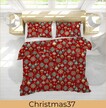 Komplet Pościeli Świątecznej 160x200 + 2x70x80, 100% Bawełna, 140g/m2, wzór: Christmas37 (7)