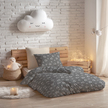 Pościel DZIECIĘCA 140x200 dla dziecka 100% bawełna CERTYFIKAT Serca Obwódki Białe na Szarym (3)