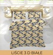Komplet Pościeli 160x200 + 2x70x80, 100% Bawełna, 140g/m2, wzór: Liście 3D złoto białe (3)