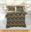 Komplet Pościeli 160x200 + 2x70x80, 100% Bawełna, 140g/m2, wzór:  3D ZŁOTO SZARE (3)