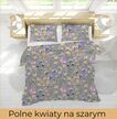 Pościel  140x200cm, 70x80cm, 140g/m2, bawełna 100% : Polne kwiaty na szarym (3)