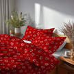 Komplet Pościeli 160x200 + 2x70x80, 100% Bawełna, 140g/m2, wzór: Białe Serca Obwódki na Czerwonym (8)