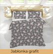 Pościel  140x200cm, 70x80cm, 140g/m2, bawełna 100% : Jabłonka grafit (3)