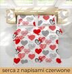 Pościel  140x200cm, 70x80cm, 140g/m2, bawełna 100% :  Serca z napisami Czerwone (3)