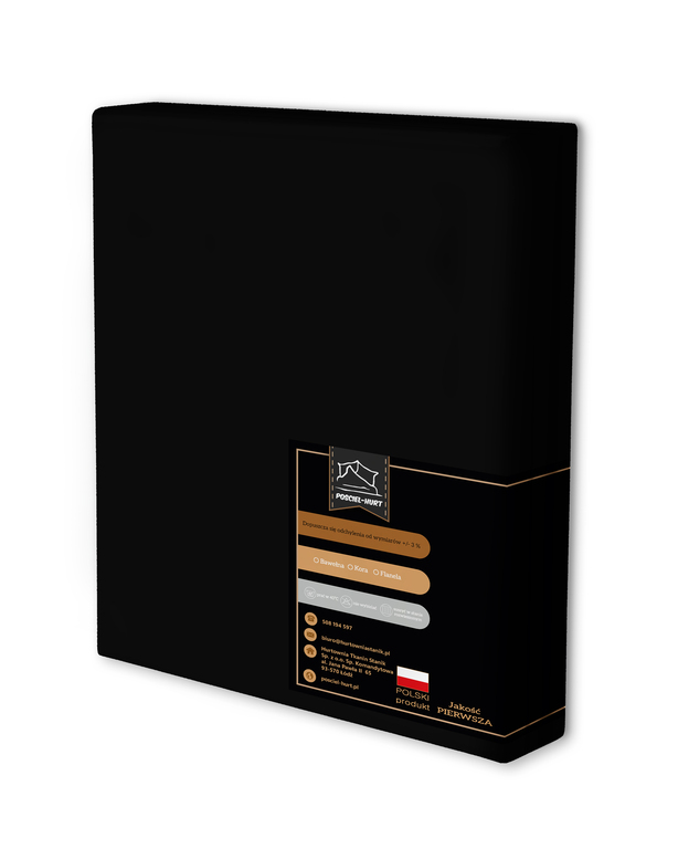 Prześcieradło Tradycyjne 200x220CM Bez Gumki BAWEŁNA 100% czarny