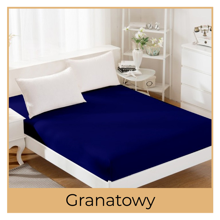 Prześcieradło JERSEY 180x200 100% BAWEŁNA Z GUMKĄ granatowy (2)
