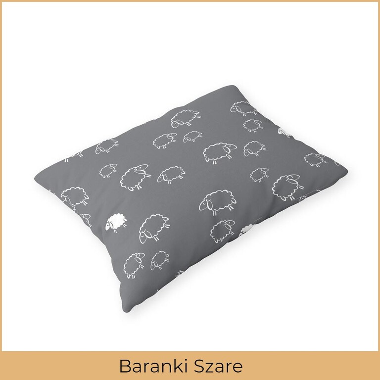 Poszewka na poduszkę 50x60cm BAWEŁNA CERTYFIKAT - Baranki szare (2)