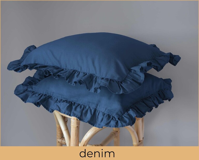 Poszewka na poduszkę 40x40 z FALBANĄ 2pak DWIE poszewki 40x40 kolor DENIM (2)