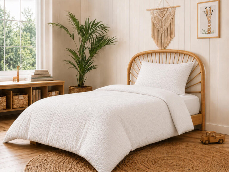 Pościel muślinowa 100x135 dziecięca - dwuwarstwowy muślin 140g/m2 + bawełna 120g/m2 White (1)