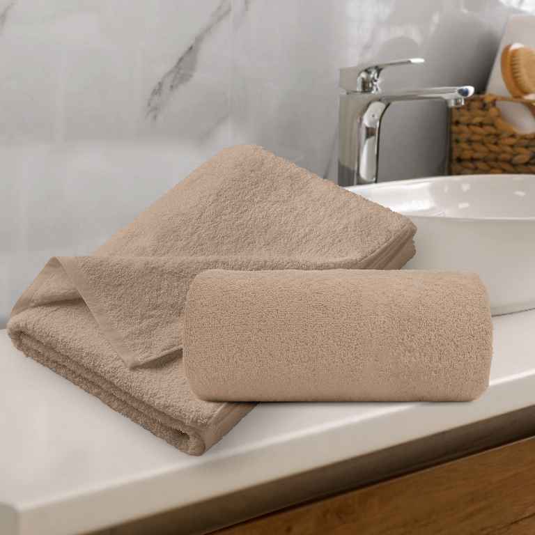 RĘCZNIK KĄPIELOWY 70x140 SPA HOTELOWY Duży Bawełniany 500g/m2 CHŁONNY - Beige (3)