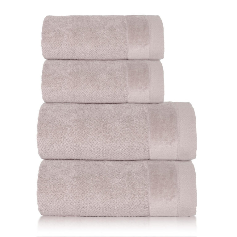 Zestaw 4x Ręczniki Bawełniane VITO 550 g/m2 – 2x 70x140 + 2x 50x90 | Hotelowe SPA Perłowy/Oyster (1)
