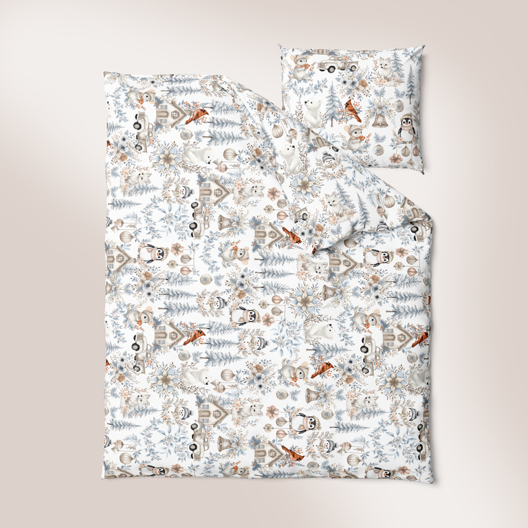 POŚCIEL DZIECIĘCA 100x140 + 50x60 100% BAWEŁNA certyfikat 2-el. do Łóżeczka Zima Boho Srebrna (6)