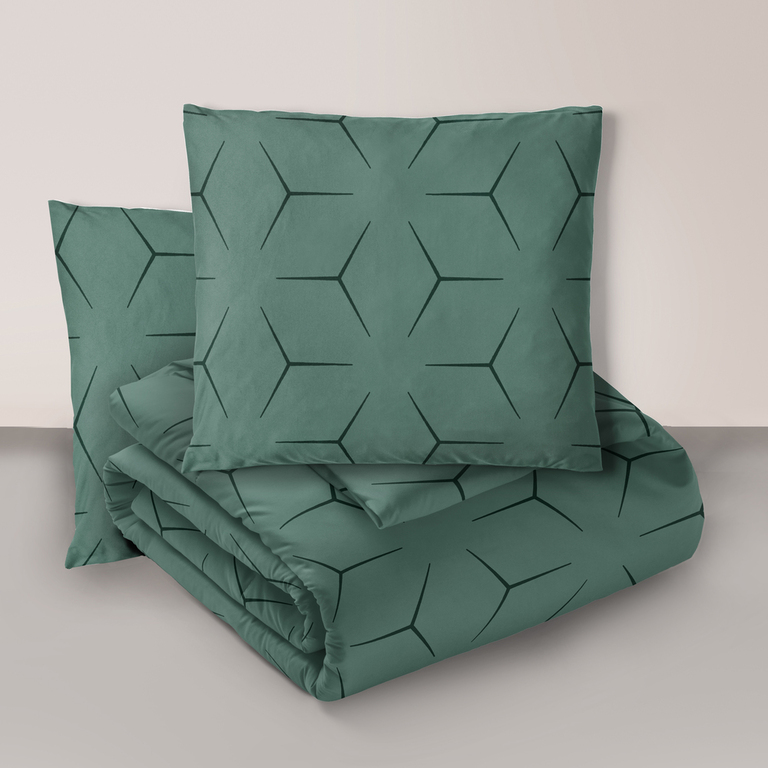 Komplet Pościeli 160x200 + 2x70x80, 100% Bawełna, 140g/m2, wzór:  MILANO OLIWKA (1)