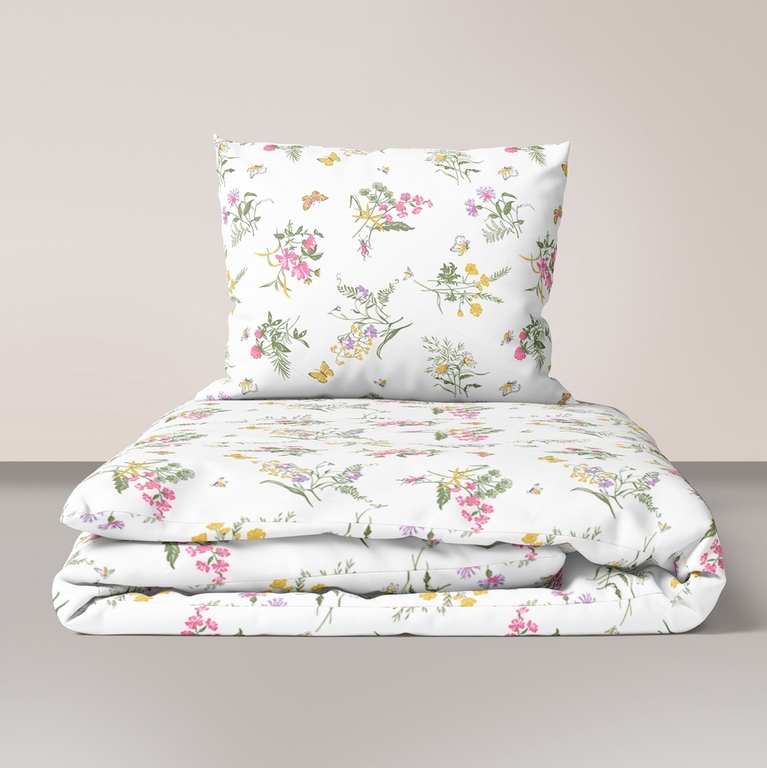 Komplet Pościeli 160x200 + 2x70x80, 100% Bawełna, 140g/m2, wzór: Lato (1)