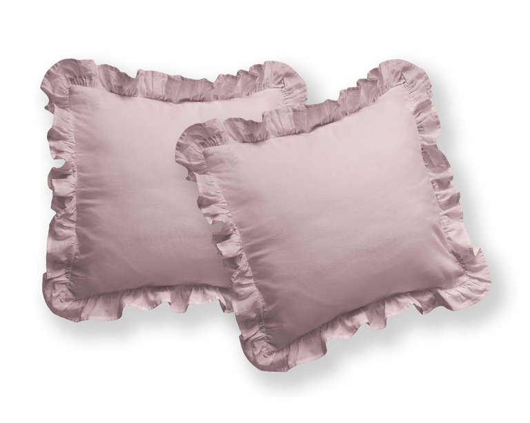 Poszewka na poduszkę 40x40 z FALBANĄ 2pak DWIE poszewki 40x40 kolor RÓŻ / PINK (1)