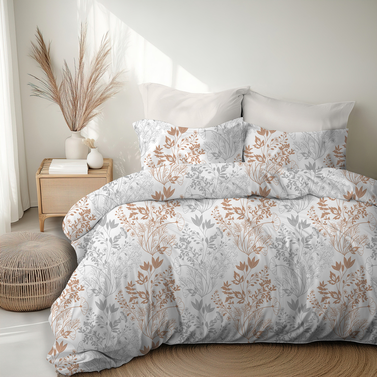 Komplet Pościeli 160x200 + 2x 70x80,  100% Bawełna, 140g/m2, wzór: Śpiąca Łąka (5)