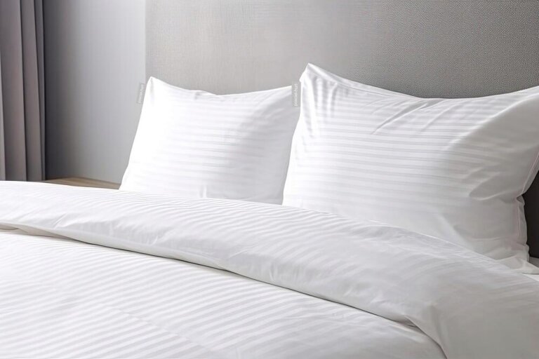 POŚCIEL HOTELOWA BIAŁA 200x220 ADAMASZEK + 2x 50x70 150g 50% baw. 50%poliester (14)