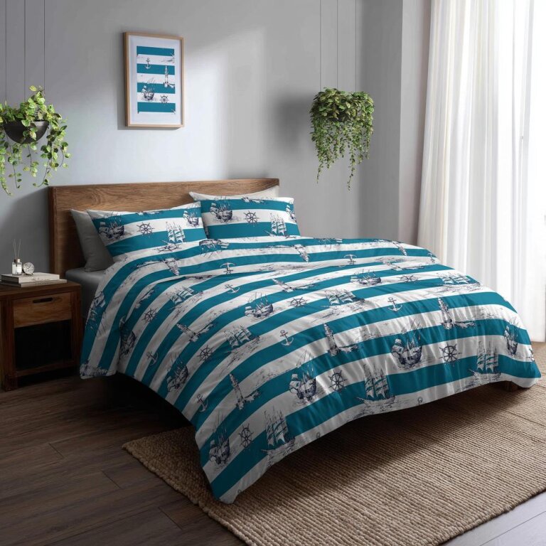 POŚCIEL HOTELOWA 160x200 BAWEŁNA 100% Marynarski + POSZEWKA (4)