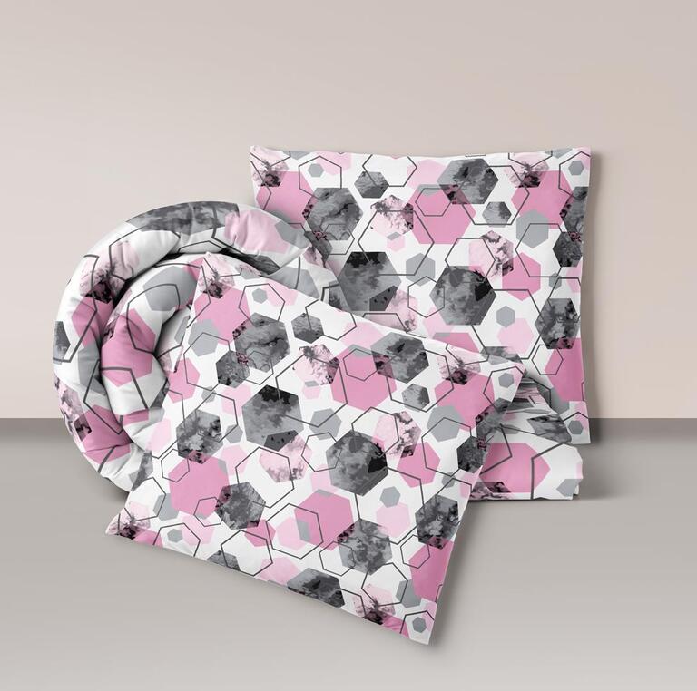 Pościel z Kory 160x200 + 2x70x80 Bawełna 100% Bielawa Produkt Polski - 1651 różowy