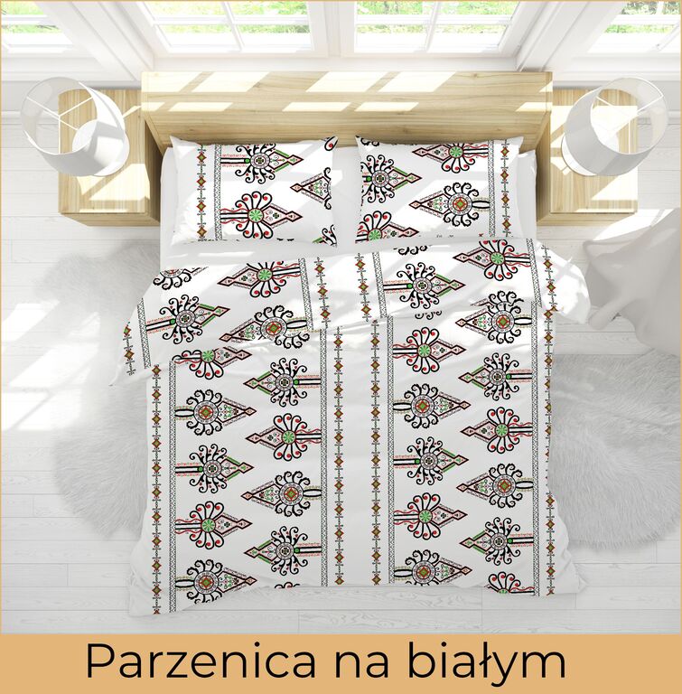 Komplet Pościeli 160x200 + 2x70x80, 100% Bawełna, 140g/m2, wzór: Parzenica na białym (3)